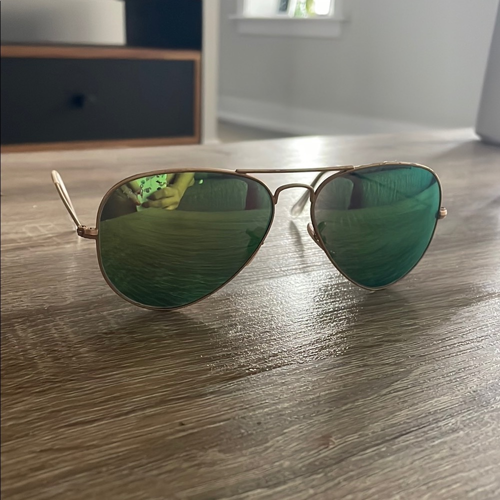 Ray-Ban Aviator Sunglasses with Green Lenses